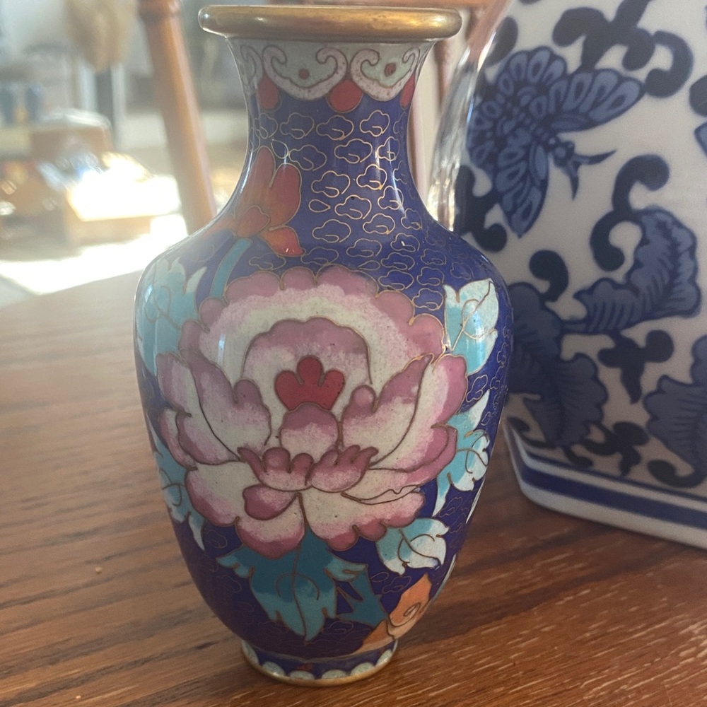 Vintage Floral Cloisonné Vase